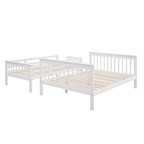 Ball & Cast Twin-Over-Twin Bunk Bed with Twin-Size Trundle and 3 Storage Stairs,Wood Bunkbed w/Full-Length Guardrails,Slat Support