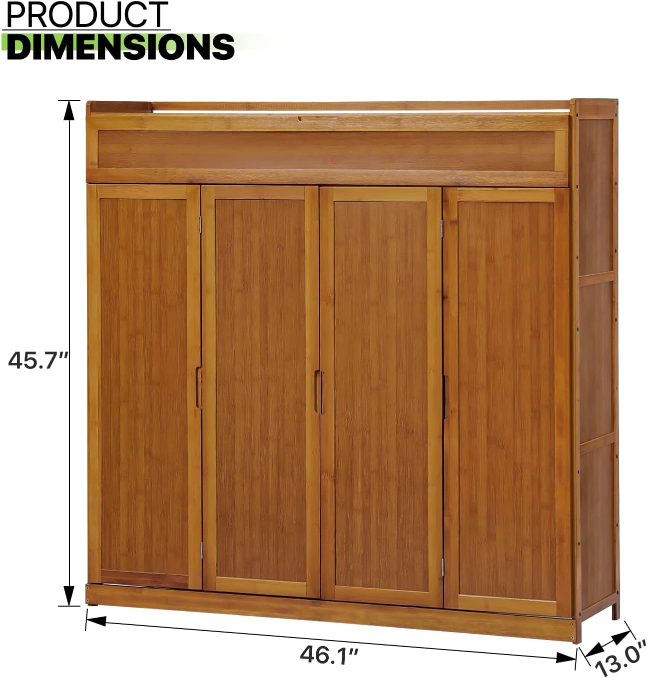 Magshion Large 7 Tier Shoe Storage Cabinet with Bamboo Doors, Multifunctional Organizer Rack for Home Living Room