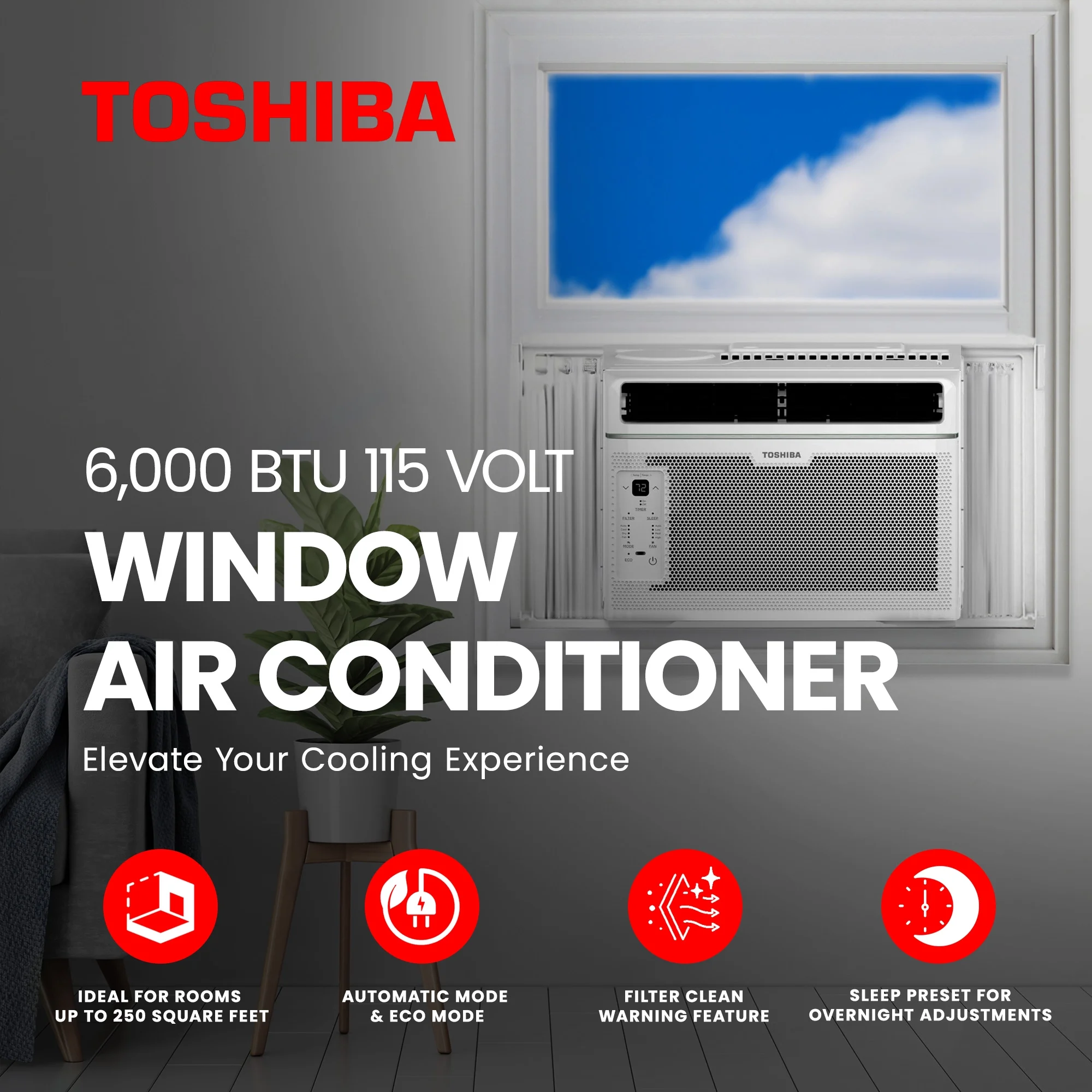 Toshiba 6000 BTU 115 Volt Window Air Conditioner (Certified Refurbished)
