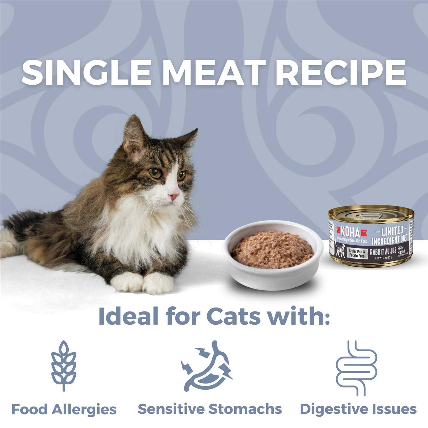 Koha Limited Ingredient Diet Rabbit Pate for Cats Single Meat Wet Cat Food for Sensitive Stomachs