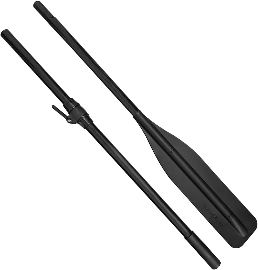 Flat Blade Boat Oars With Oar Locks 2 Pieces Detachable (1 Pair)