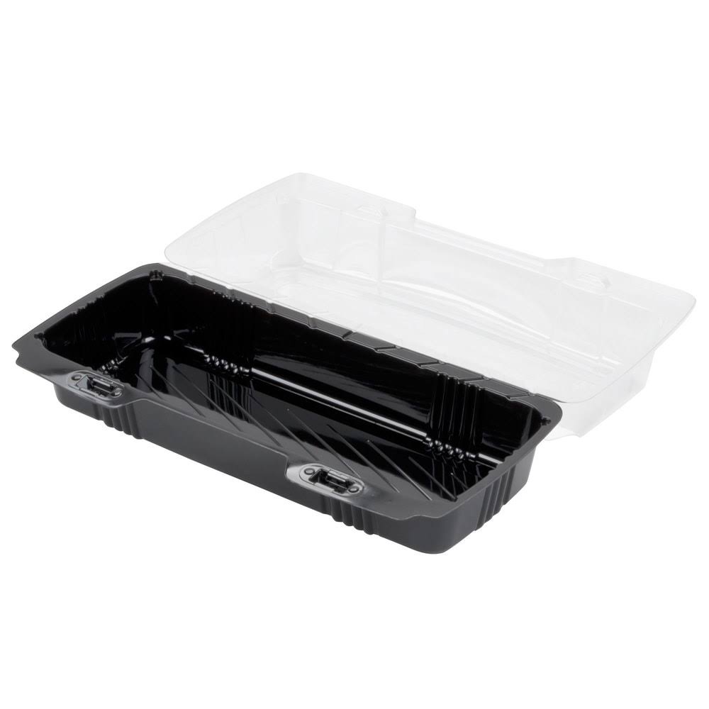 Polar Pak 29566 9x22 x 4x22 x 3x22 Pet Black and Clear Hinged Hoagie / SUB Take-Out Container - 250/Case