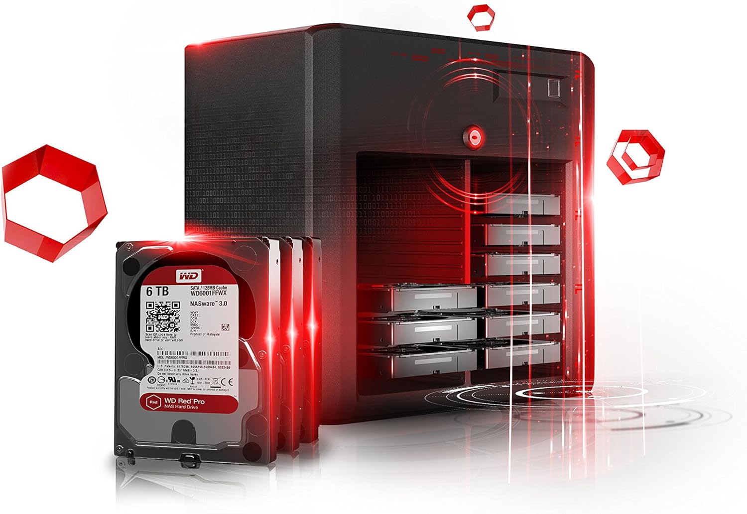 WD Red Pro 6TB 3.5-Inch SATA III 7200rpm 128MB Cache NAS Internal Hard Drive (WD6002FFWX)
