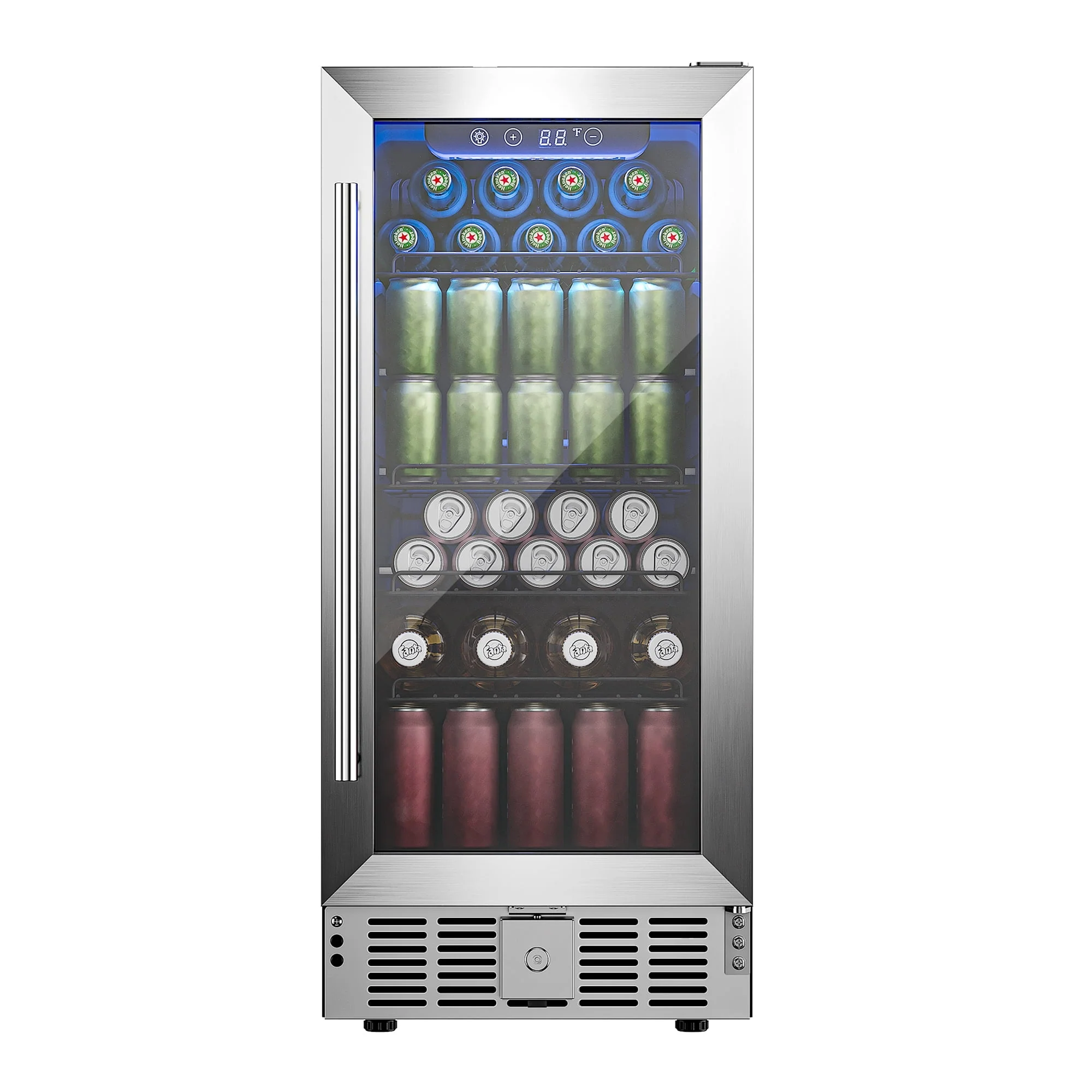 Simzlife 15 Beverage Cooler Under Counter Beverage Refrigerator Beer Fridge with Glass Door