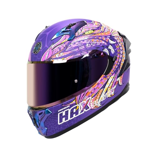 HAX Obsidian Pro Full Face Dual Visor Adult Motorcycle Helmet for Motorbike Street Bike with Pinlock Ready DOT Approved Matte Pink M