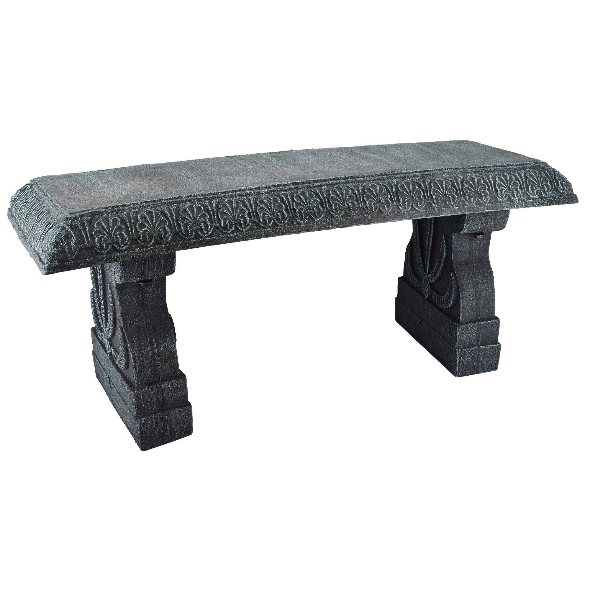 Arcadia Garden Products 37 in. x 15 in. x 16.6 in. Resin Black Stone Outdoor Bench