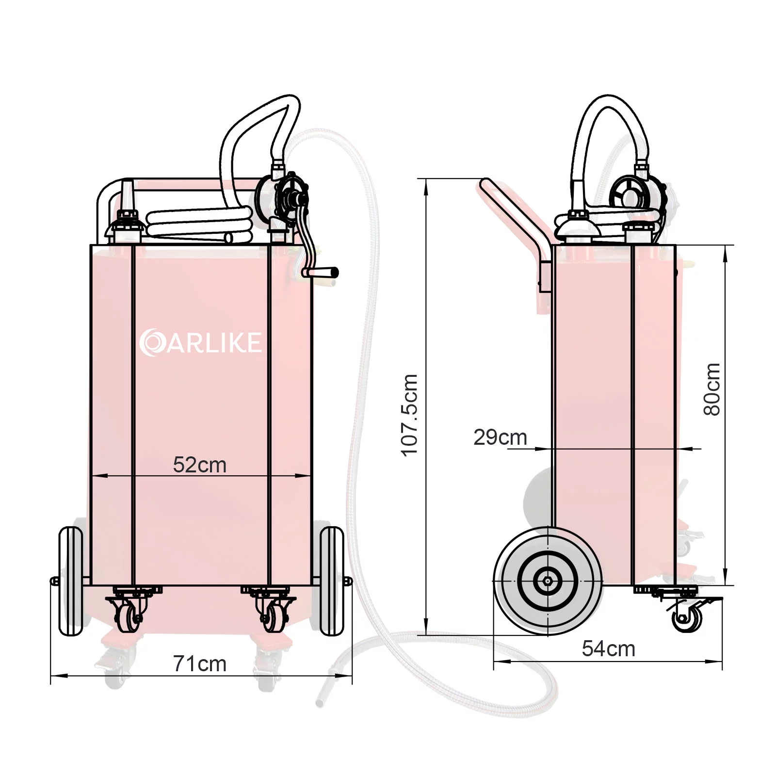 Oarlike 30 Gallon Gas Fuel Transfer Tank Portable Oil Storage Can for Propane Diesel Gasoline Kerosene with Hand Pump Gas Caddy on 4 Wheels for Boat