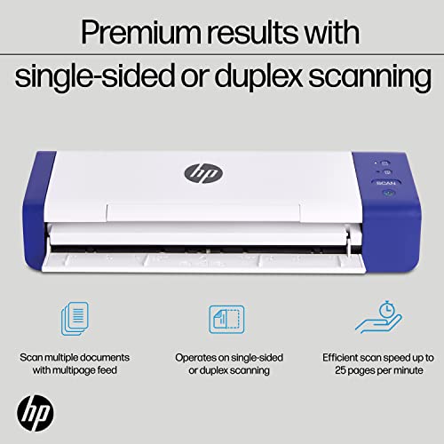 HP Compact Desktop Duplex USB Mobile Document & Photo Scanner with Auto-Feed Tray for Portable 2-Sided Digital Scanning, Model HPPS200