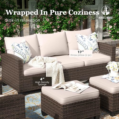 HERA'S HOUSE Patio Furniture Set with 56" Fire Pit Table, Outdoor Patio Conversation Sets