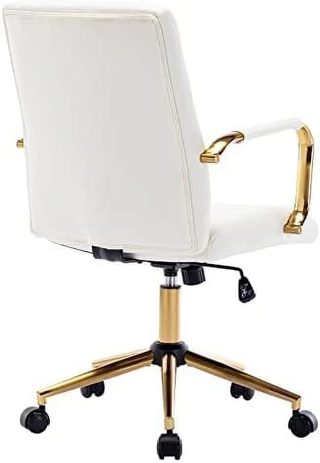 Duhome PU Leather Home Office Desk Chairs, Modern Task Chair With Wheels For Office, Swivel Adjustable Computer Chair With Armrest And Base White