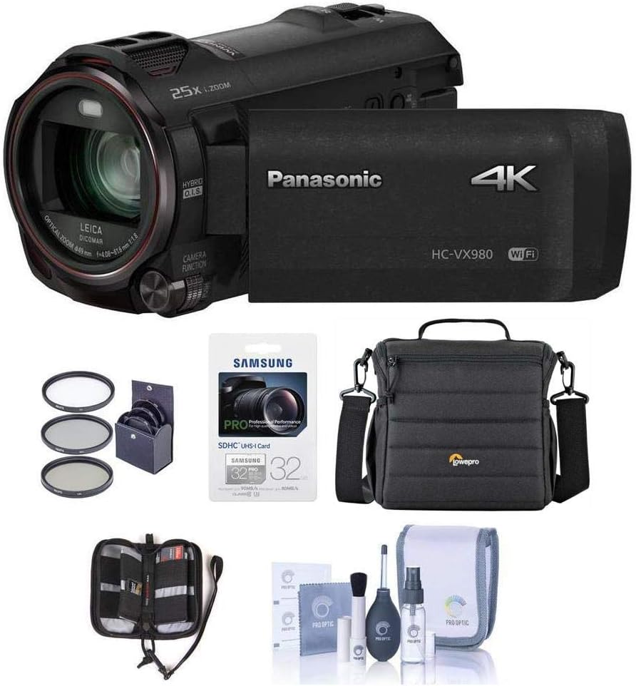 Panasonic 4K Ultra HD Camcorder HC-VX981K (Black), 20x Optical Zoom