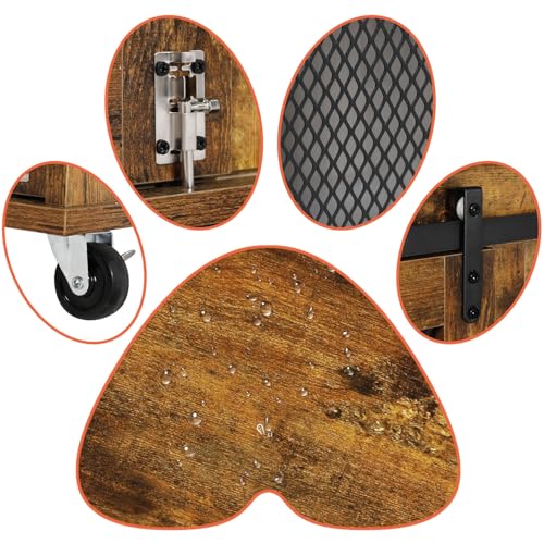 LINLUX 47 Inch XL Dog Crate Furniture, Wooden Heavy Duty Dog Kennel Indoor, Decorative Dog Cage Table for Extra Large Dogs, with Sliding Doors