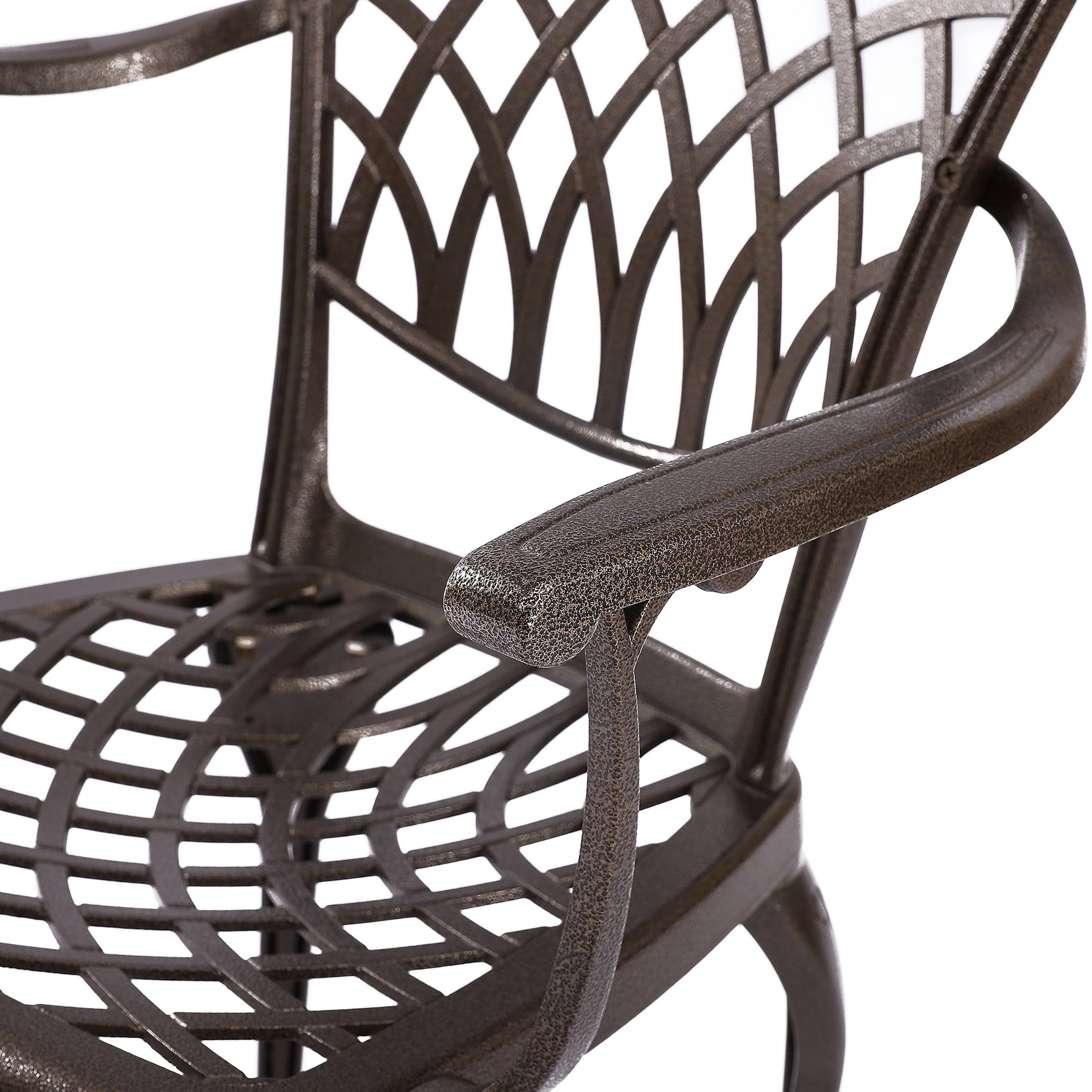 Kinger Home Arden Cast Decorative Aluminum Outdoor Patio Dining Metal Chairs Lattice Weave Design in Bronze (2-Pack)