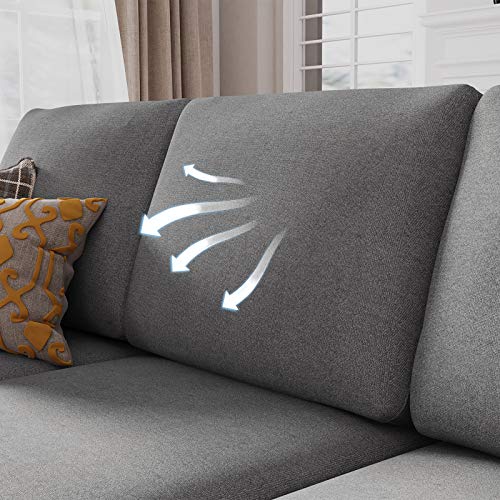 HONBAY Convertible Sectional Sofa, L Shaped Couch with Reversible Chaise for Small Space, Black