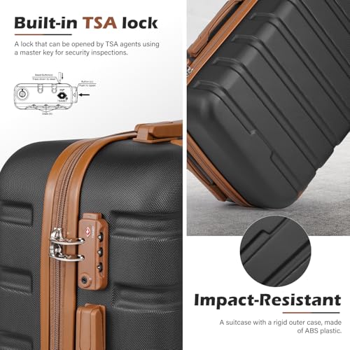 Coolife Luggage 4 Piece Set Suitcase Spinner Hardshell Lightweight TSA Lock