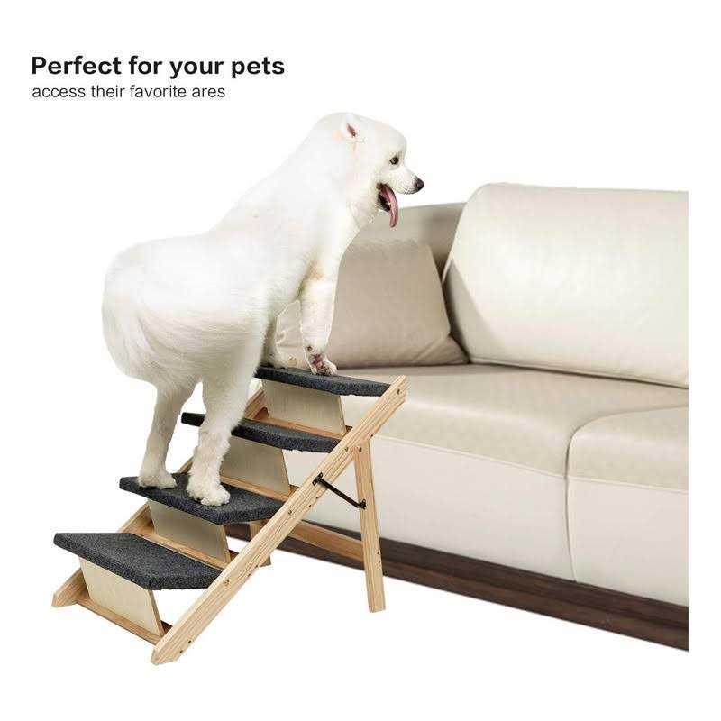 Mewang Wooden Dog Stairs/Steps Foldable 4 Levels Pet Stairs &amp; Ramp Perfect for Beds and Cars - Pet Supplies online store