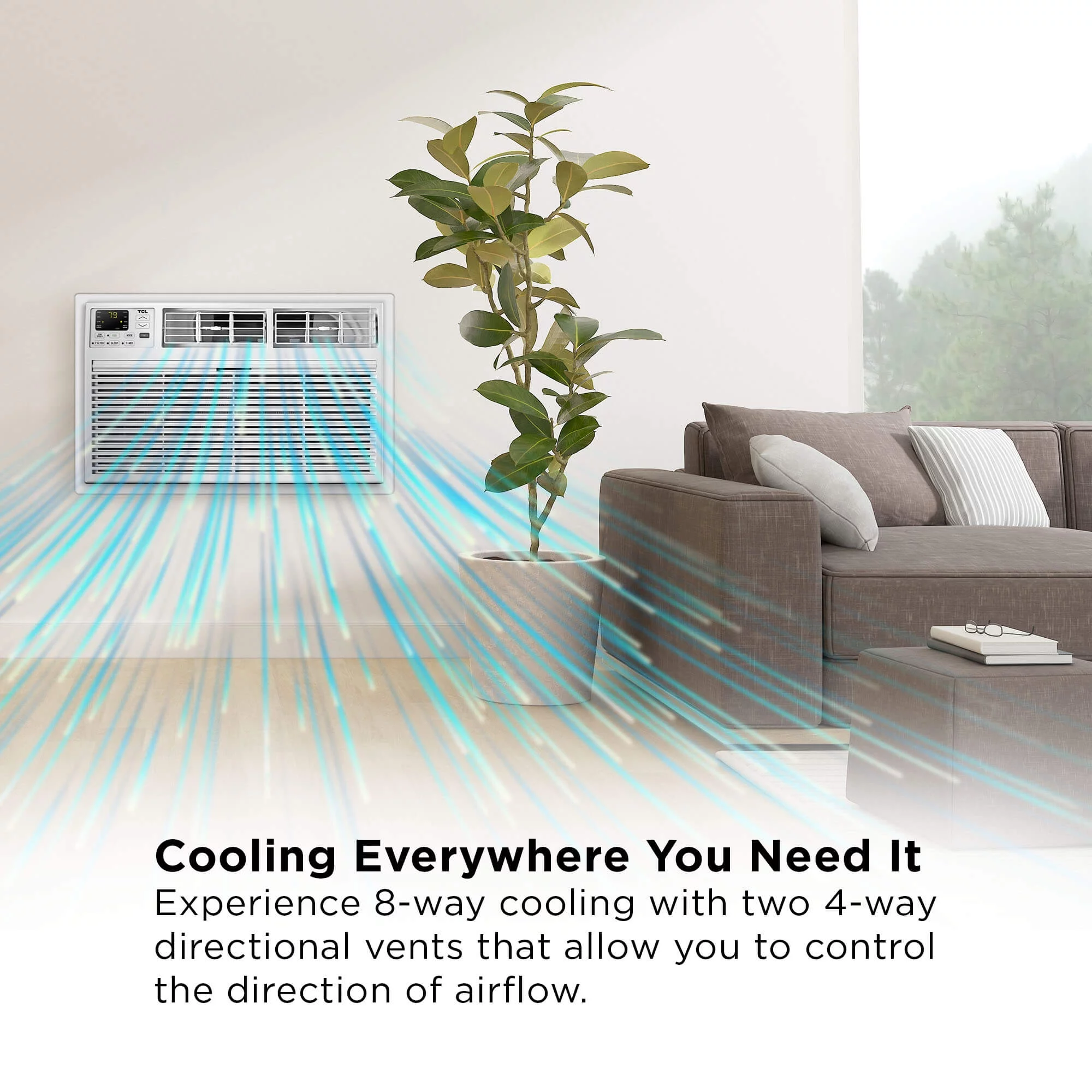 TCL Smart 12,000 BTU Through-the-Wall Air Conditioner, 115V, E-Star, Remote Included, White, W12T9E1-A