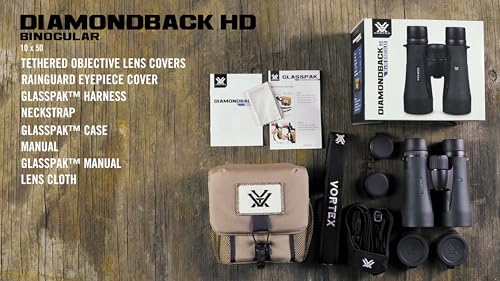 Vortex Optics Diamondback HD 12x50 Binoculars - HD Optical System, Non-slip Grip, Waterproof, Fogproof, Shockproof, Included GlassPak - Unlimited