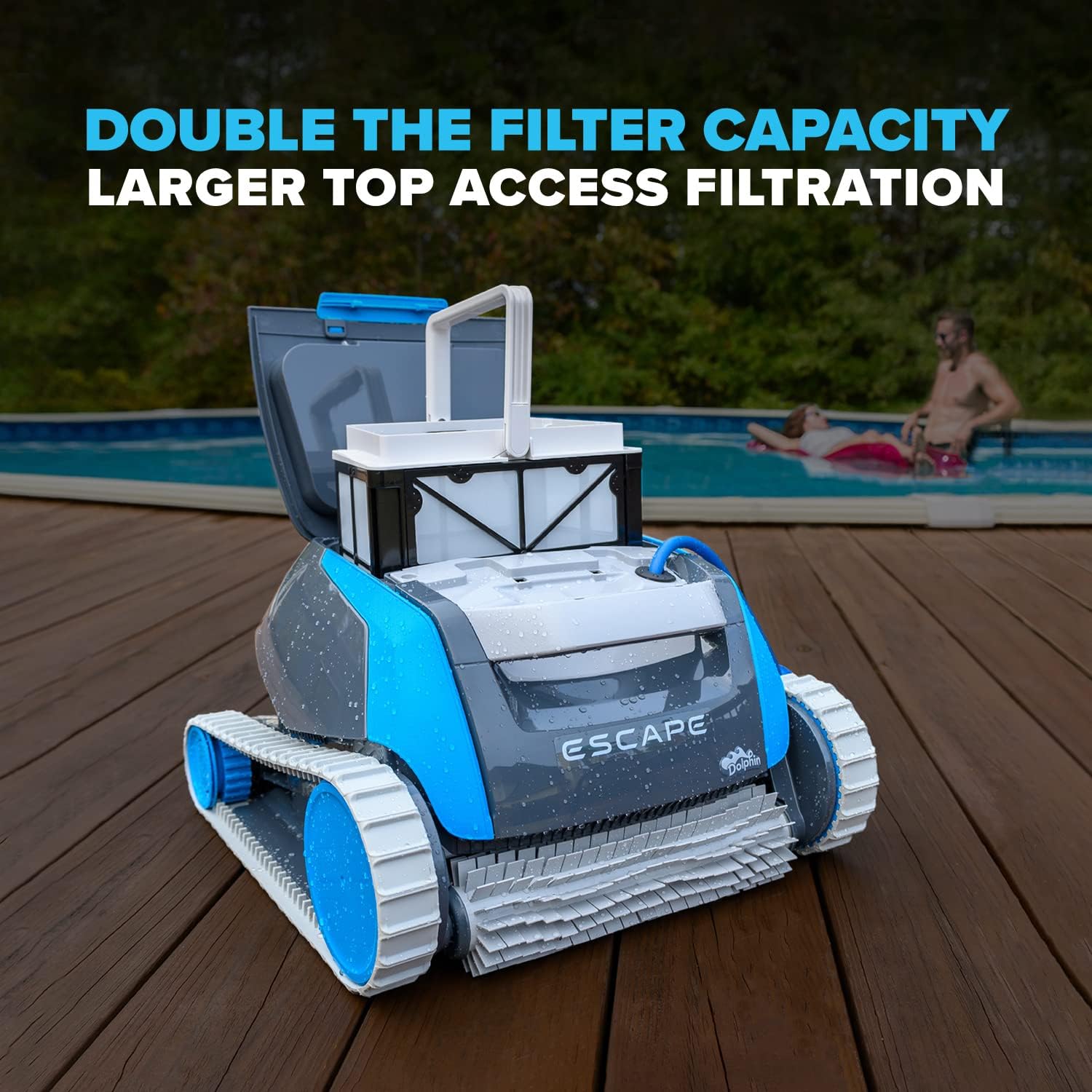 Dolphin Escape Robotic Pool Cleaner (2024 Model) — Massive Top-Loading Filter, Dual Motors, HyperBrush, HyperGrip Tracks