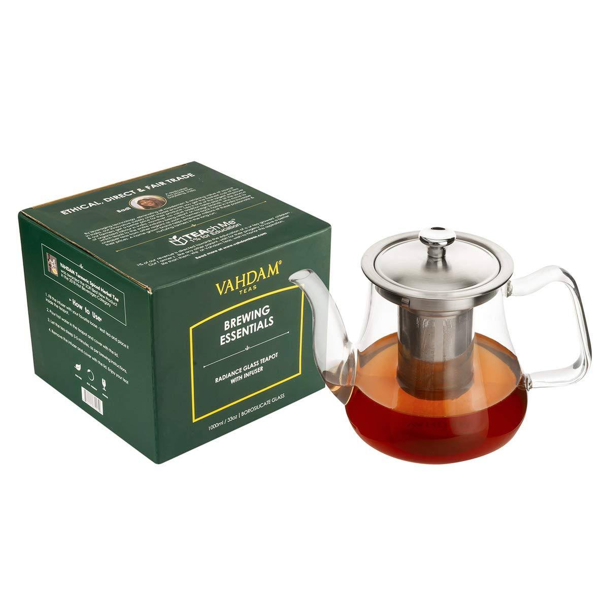 Radiance - Glass Tea Pot with Infuser for Loose Tea | 33oz/100ml