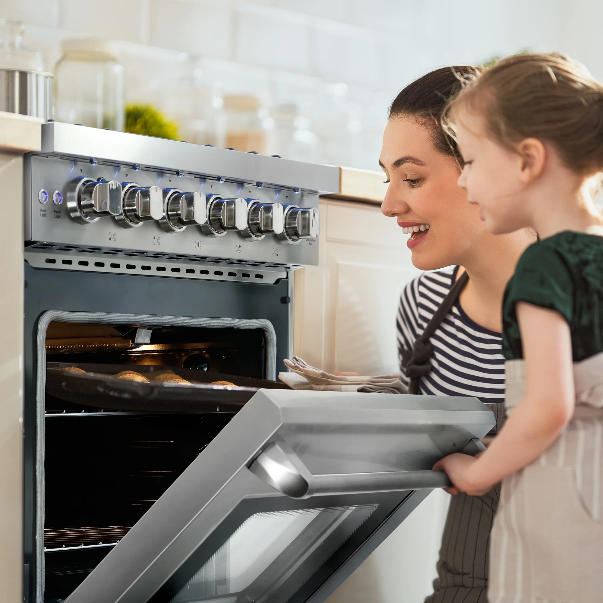 Cosmo 30 Inch 4.5 Cubic Foot Gas Range Convection Oven with 5 Italian Burners