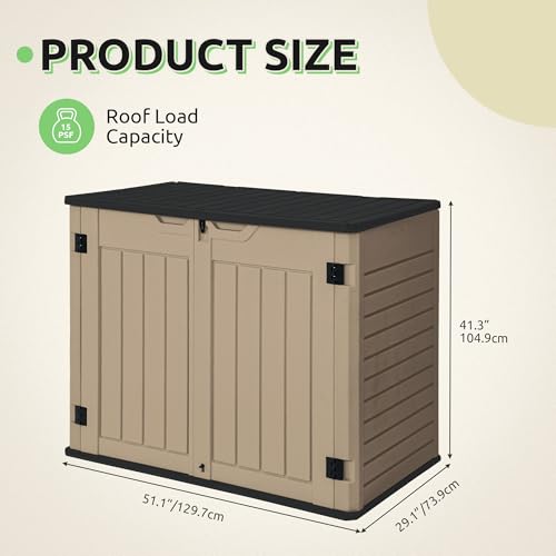 GOOBED Horizontal Shed with Padlock Latch, Outdoor Storage Shed for Backyard and Garden, 35 Cu Ft Small Storage, Waterproof, Easy Assembly, Light Gray