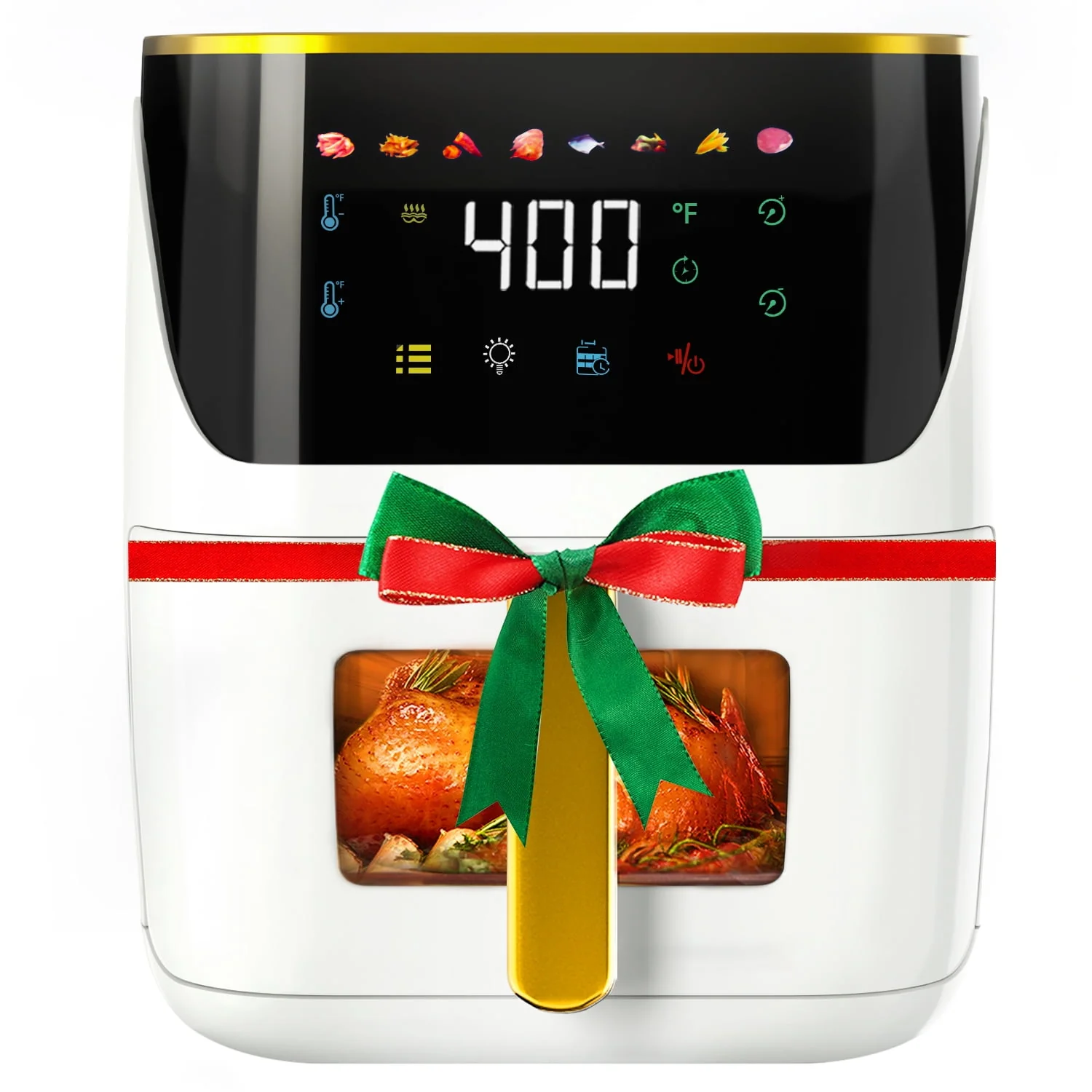 Newest Air Fryer Large 8.5 QT, White, 8 in 1 Touch Screen, Visible Window, 1750W