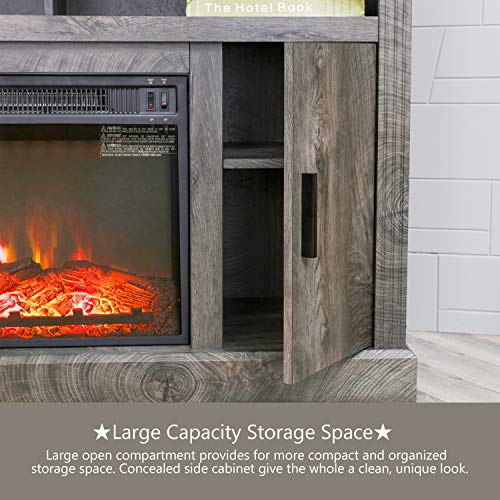 PatioFestival Electric Fireplace TV Stand Entertainment Center Corner Fire Place Heaters Tv Console with Generic Rustic Furniture for TVs up to 42"