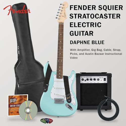 Fender Squier Stratocaster - Torino Red Bundle with Amplifier, Gig Bag, Strap, Instrument Cable, Picks, and Austin Bazaar Instructional DVD