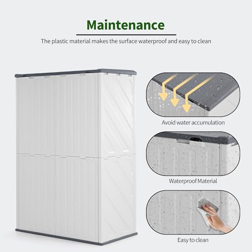 Macrout Plastic Storage Shed 4.3 x 2.5 ft, Waterproof Outdoor Storage Cabinet with Floor, Resin Shed for Garden and Patio (Medium)