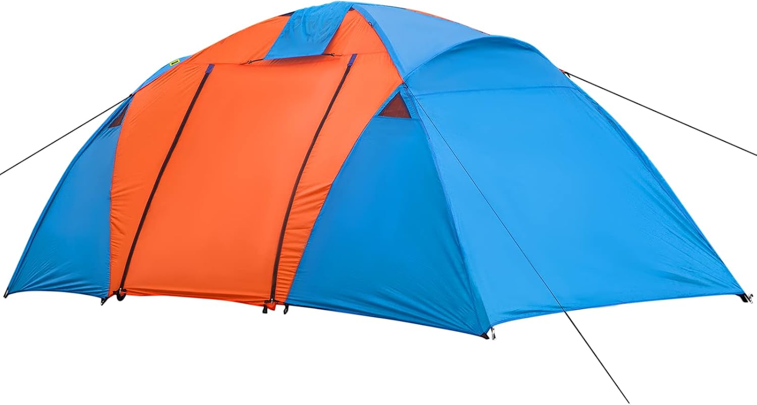 VEVOR Motorcycle Camping Tent, 3-4 Person Motorcycle Tent for Camping, Waterproof Backpacking Tent w/Integrated Motorcycle Port