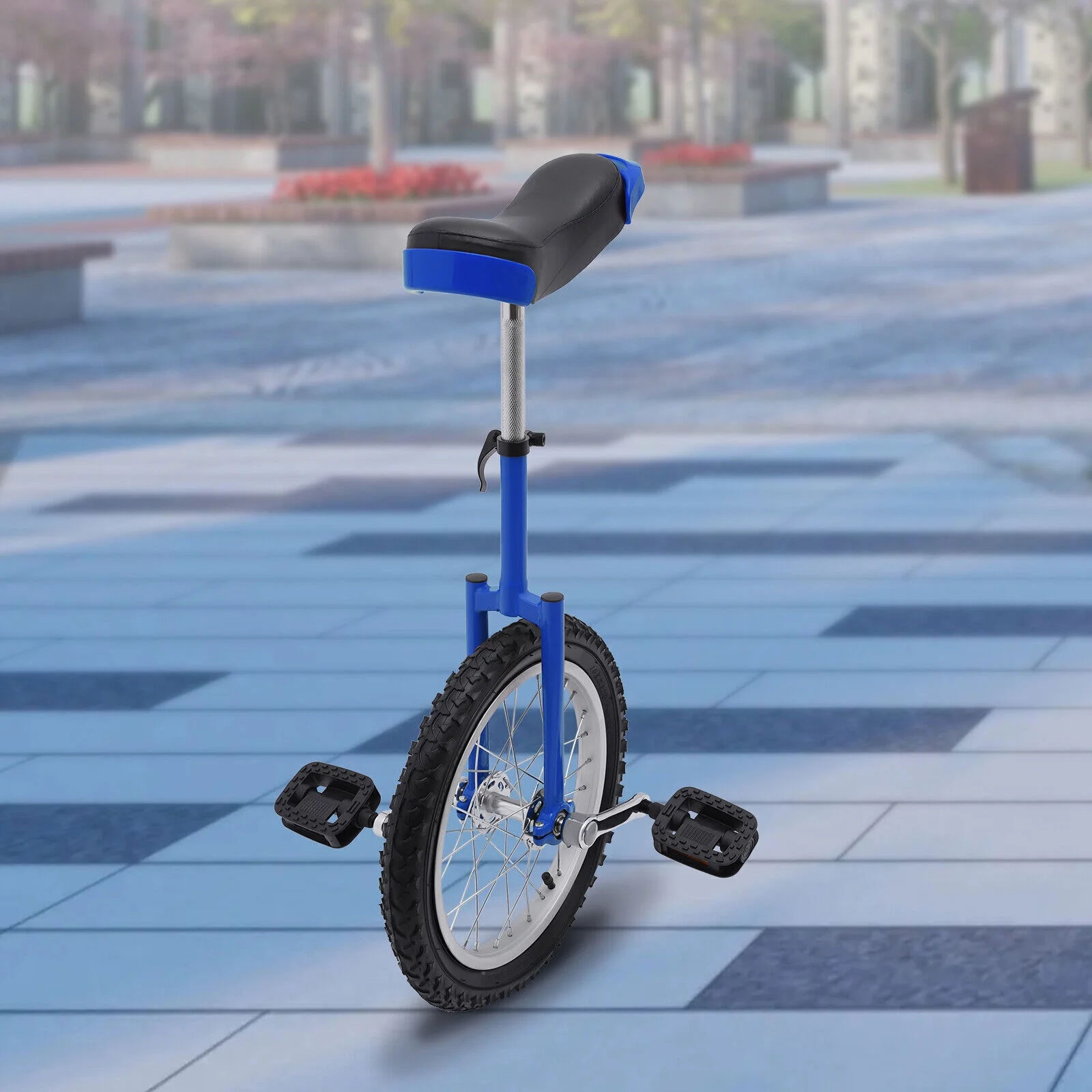 16 Wheel Unicycle with Steel Rim Unicycle One Wheel Bike with Adjustable Height for Adults Kids Beginner Fitness Exercise Balance Training, Skid-proof