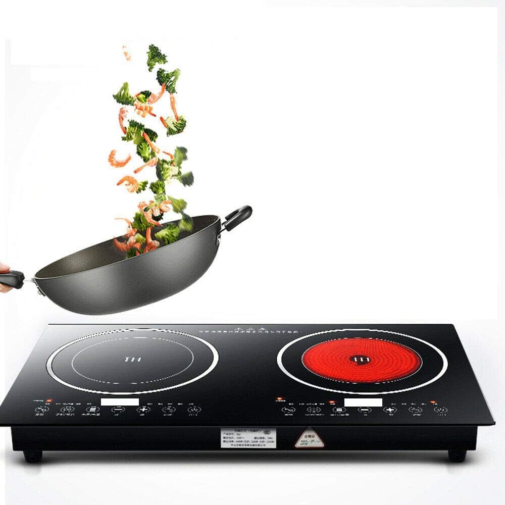 1200W Electric Stove Dual Induction Cooktop Counter Top Burner Digital Magnetic Double Hot Plate Countertop Burner Cooker for Home&Commerical