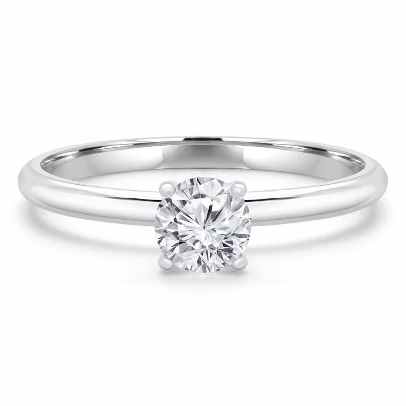 0.38 CT Round Diamond 4-Prong Solitaire Engagement Ring in 14K White Gold - Size 3.5