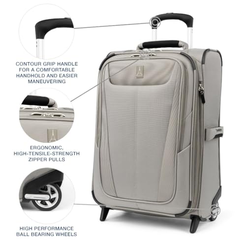 Travelpro Maxlite 5 Softside Expandable Upright 2 Wheel Carry on Luggage, Lightweight Suitcase, Men and Women, Burgundy, Carry On 22-Inch