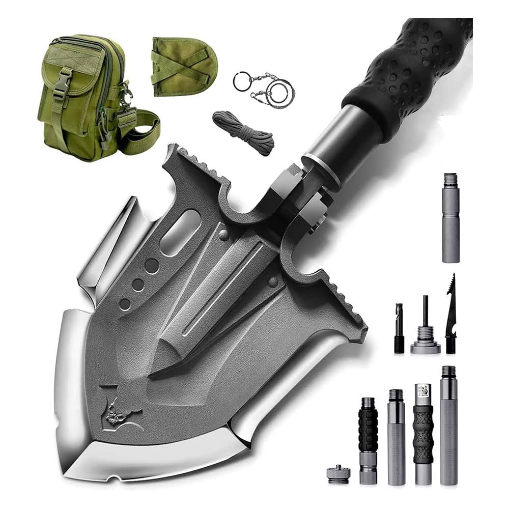 Zune Lotoo Outdoor Camping 29.7 inch Stainless Steel Survival Shovel, Gray