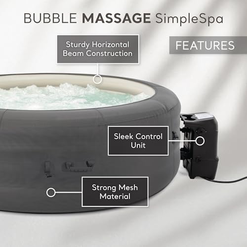 INTEX SimpleSpa Inflatable Hot Tub, 6 Person Jet Massage Spa with Built-in Pump and Cover - Portable Outdoor Tub with Bubble Jets for Home, Backyard