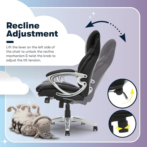 Serta Bryce Executive Office Chair, Ergonomic Computer DeskChairs with Patented AIR Lumbar Support, Comfy Body Pillows, Height Adjustable