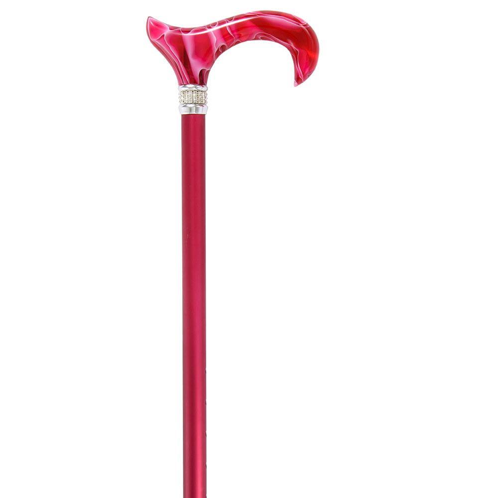 Royal Canes -Magenta Pearlz with Rhinestone Collar and Designer Adjustable Cane