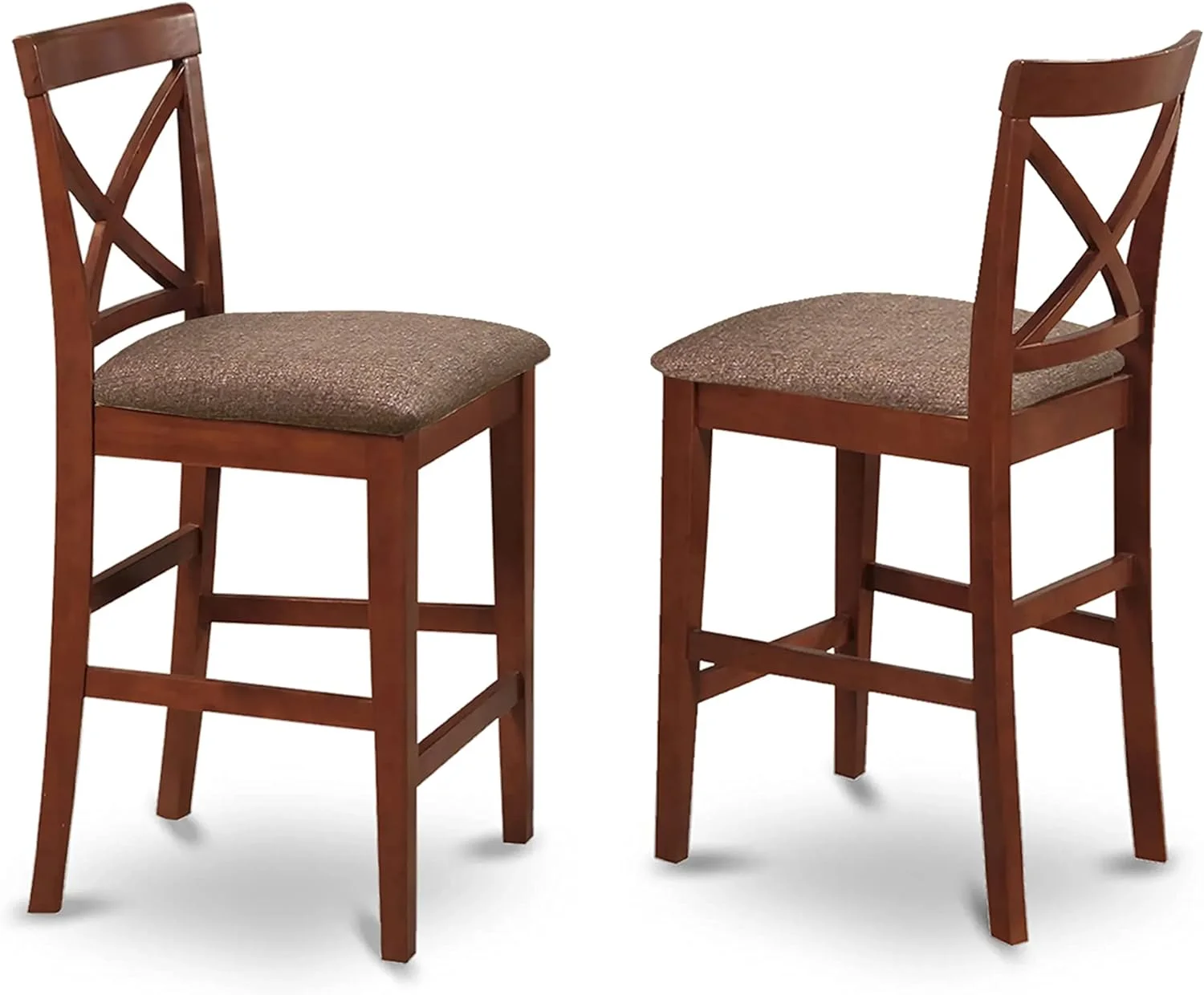 3 Piece Counter Height Set For Small Spaces Contains A Square Kitchen Table And 2 Linen Fabric Dining Room Chairs, 36X36 Inch