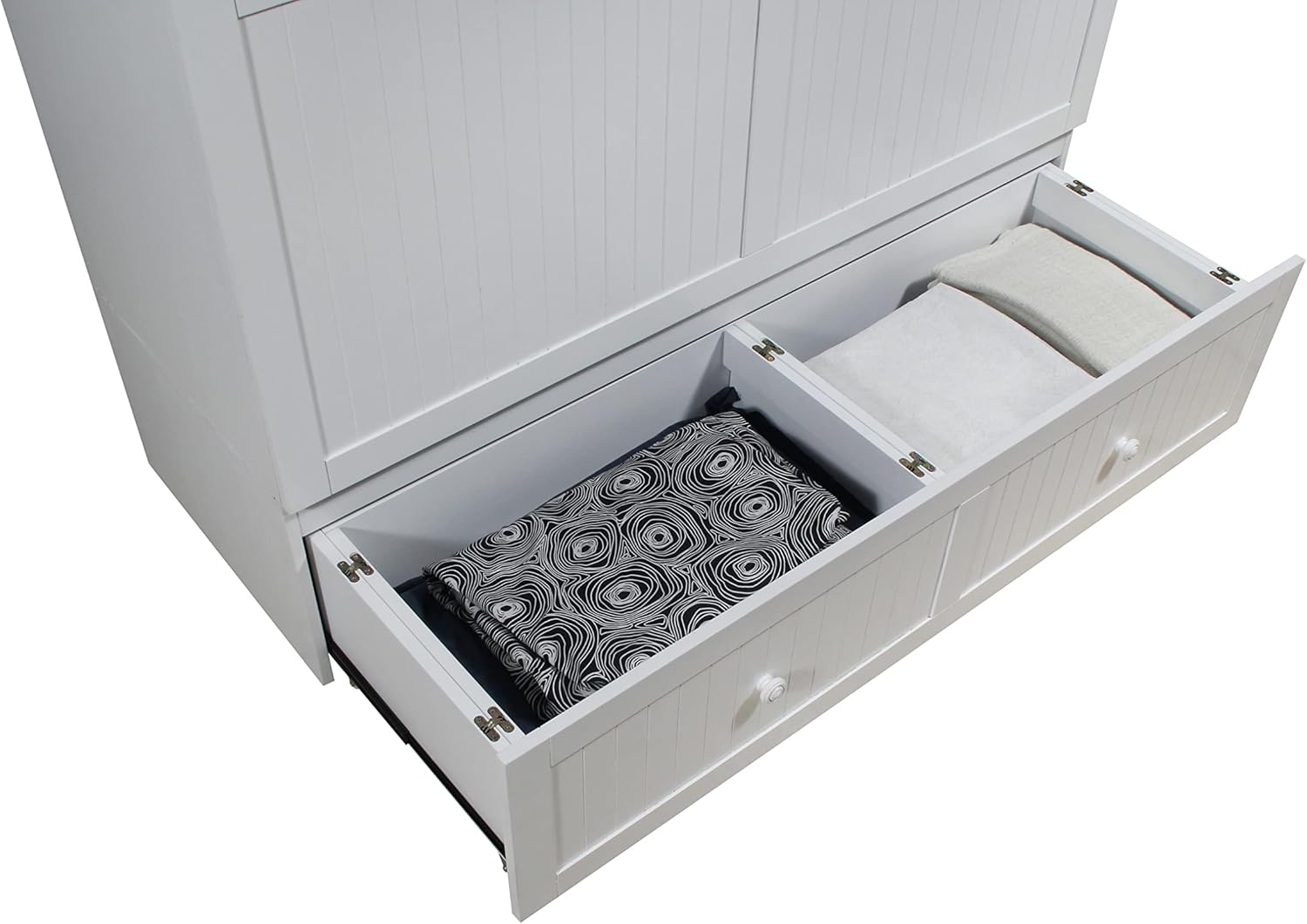 Murphybedz Tuscany Murphy Cabinet Chest Bed with Charging Station 6 Inch, Queen (White)