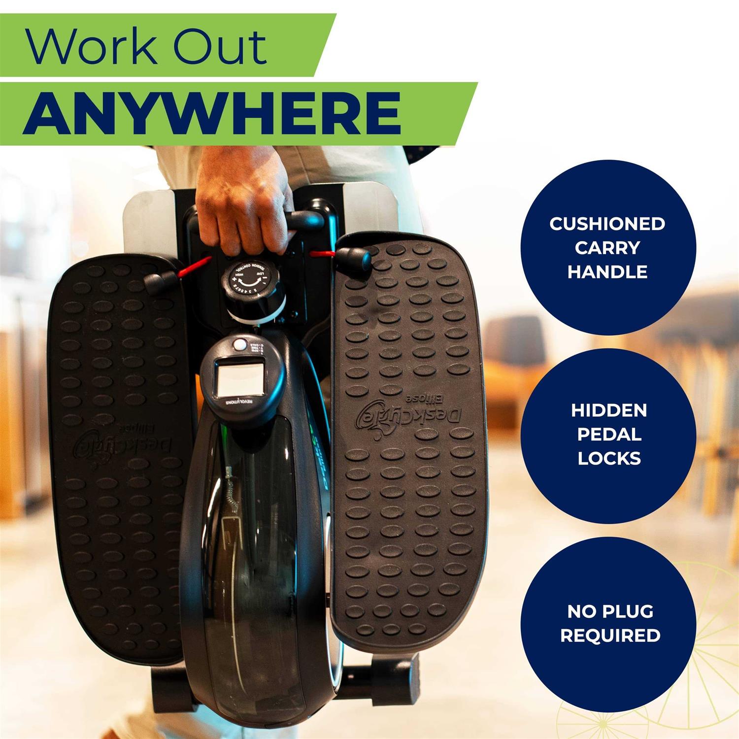 DeskCycle Ellipse Under Desk Elliptical Machine Compact Mini Seated Elliptical Desk Exercise Equipment - Sports Supplies Online Store