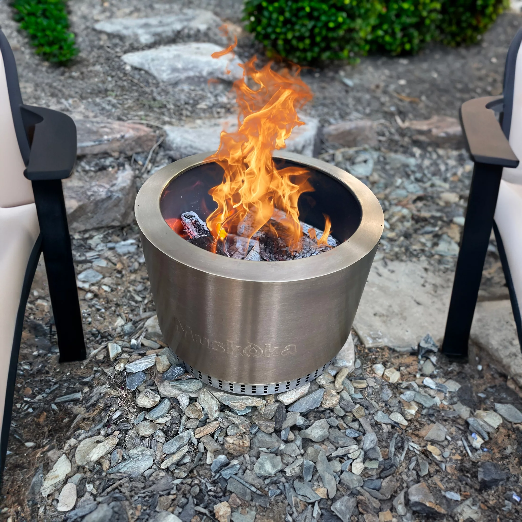 Muskoka 19.5 Stainless Steel Smokeless Wood Burning Fire Pit with Protective Cover