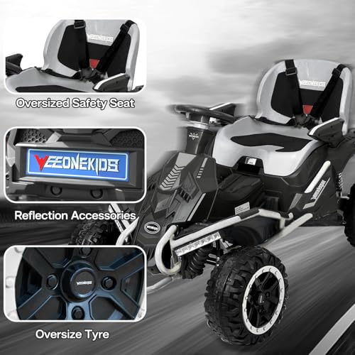 24V Ride on Toy for Big Kids, Kids' Electric Vehicles Outdoor Race Toy with 4 Strong Motors Total 300W Bluetooth Speaker and 24V 7AH Big Battery