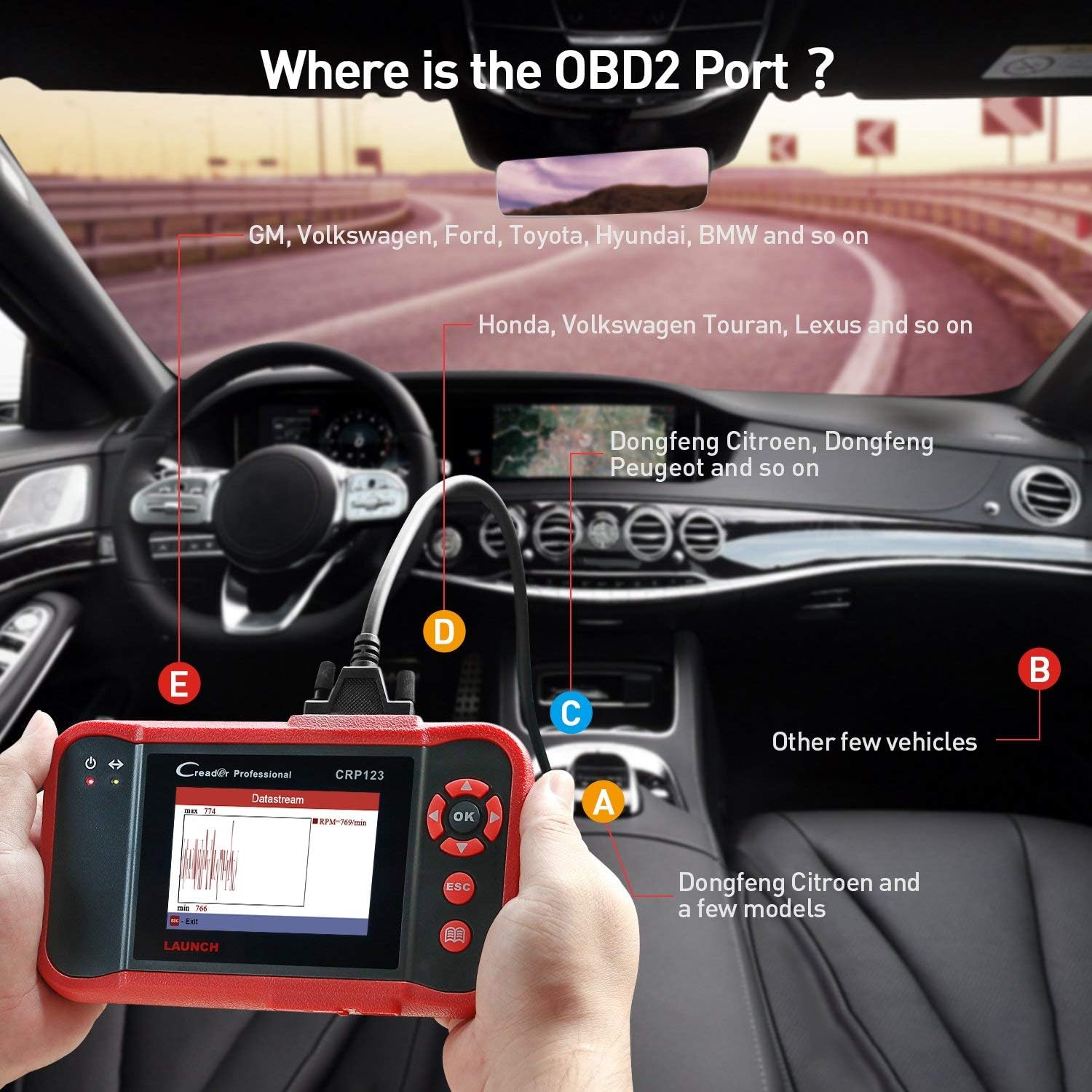 LAUNCH CRP123 OBD2 Scanner Engine/ABS/SRS/Transmission Code Reader Car Diagnostic Scan Tool,Full OBDII Modes Automotive Scanner