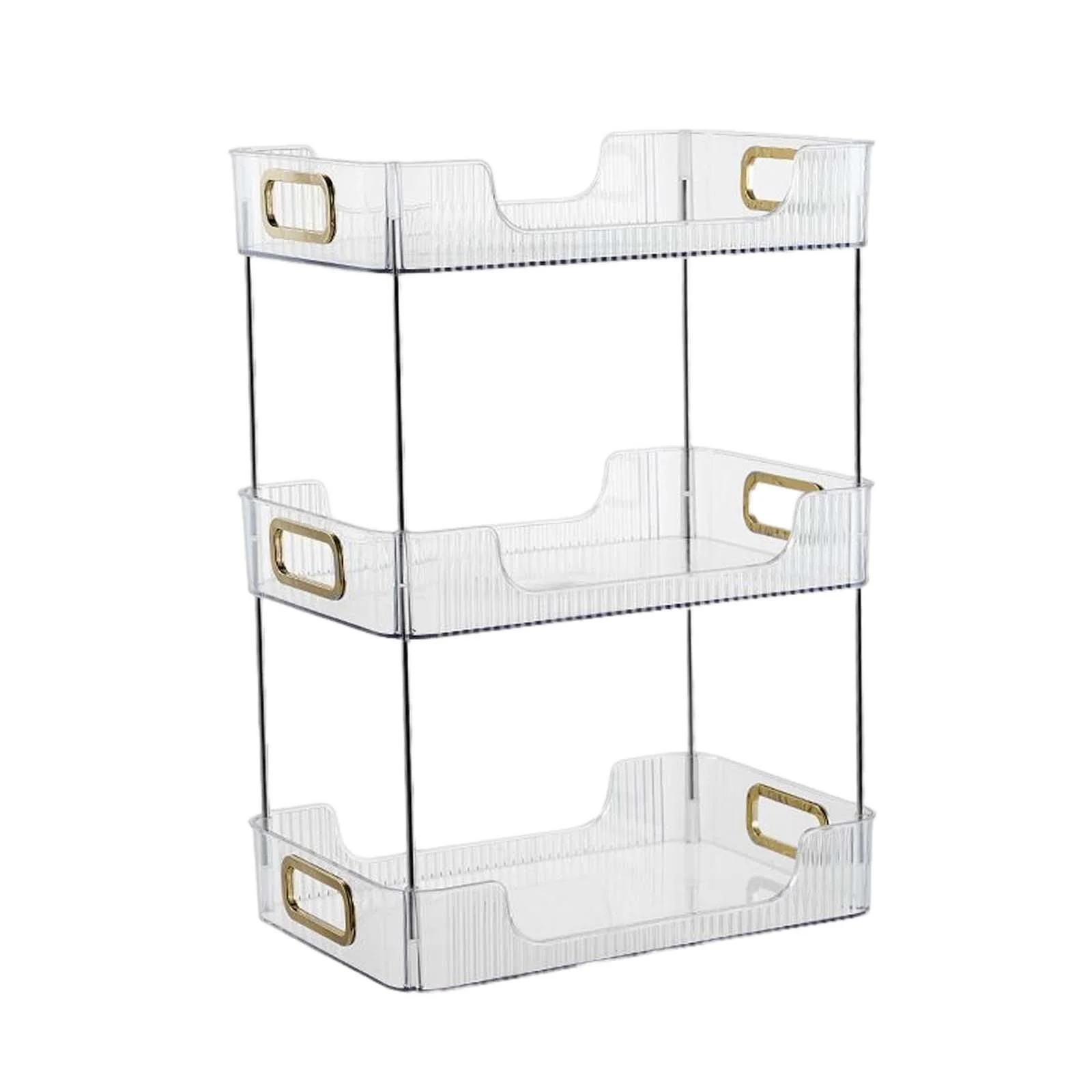 3 Tier Countertop Organizer Corner Shelf Rack Multifunctional Counter Vanity Tray Organizer Shelf, with Handles Container for Bathroom