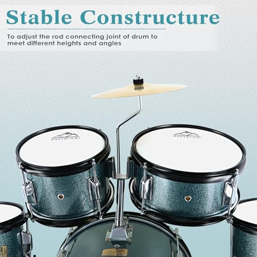 EASTROCK Kids Drum Set, 5-Piece 16 Inches Junior Drum Sets for Kids, Drummer, Beginner Youth Drumset for 7-12 Years Old with Throne,Cymbal,Pedal