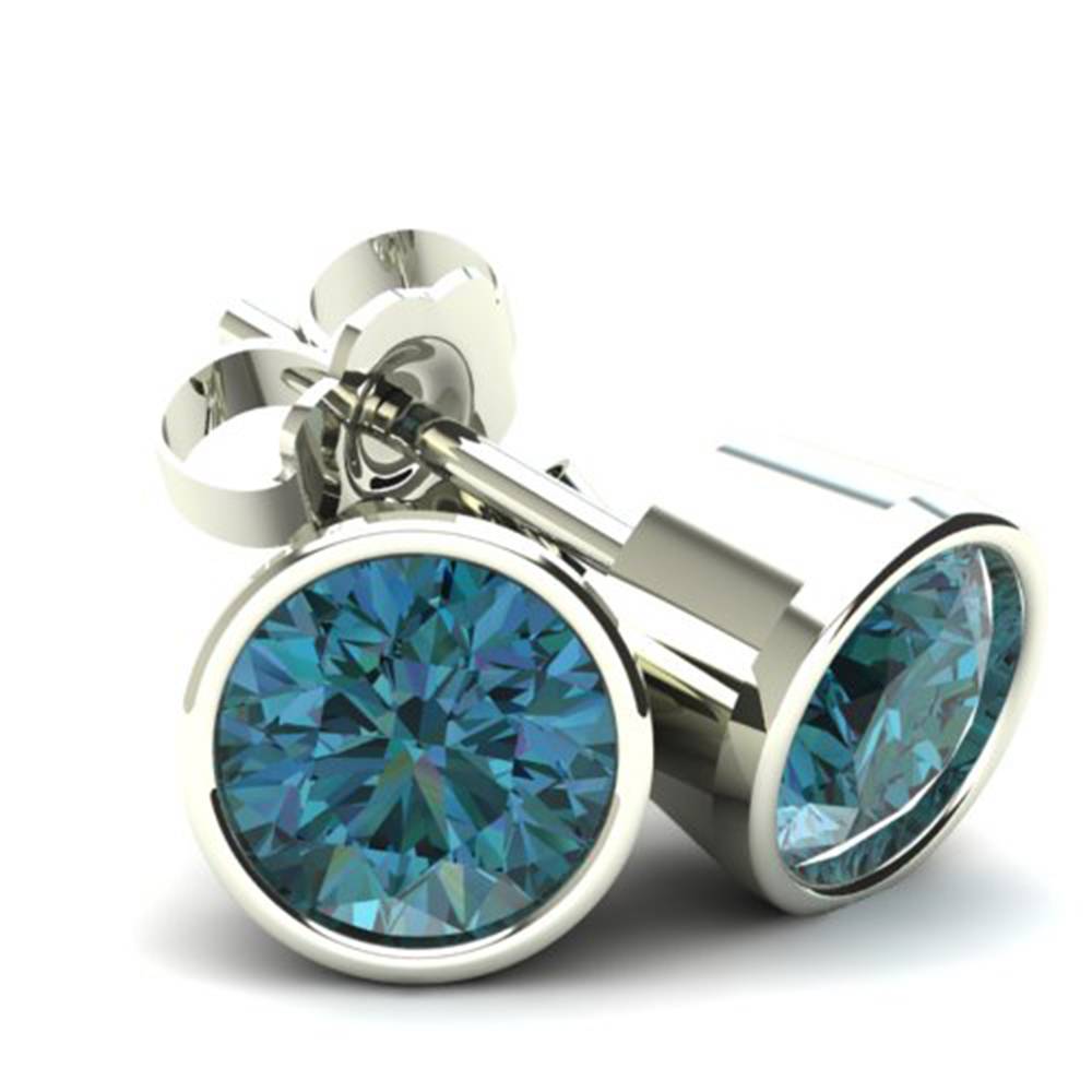 Pompeii3 .33CT Round Brilliant Cut Blue Diamond Stud Earrings In 14K Gold