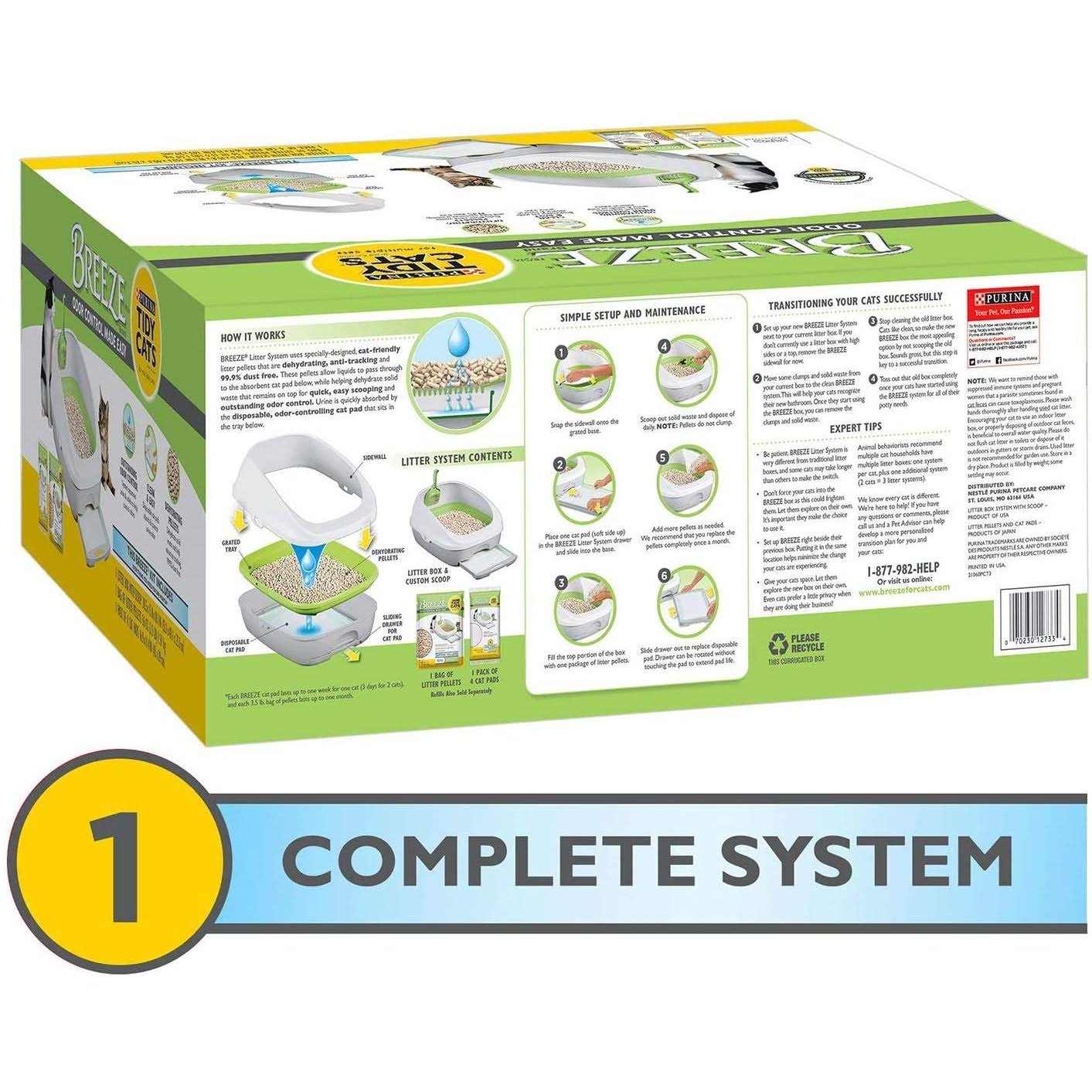 Breeze Anti-Tracking Pellets Cat Litter Box Starter Kit for Multiple Cats Box