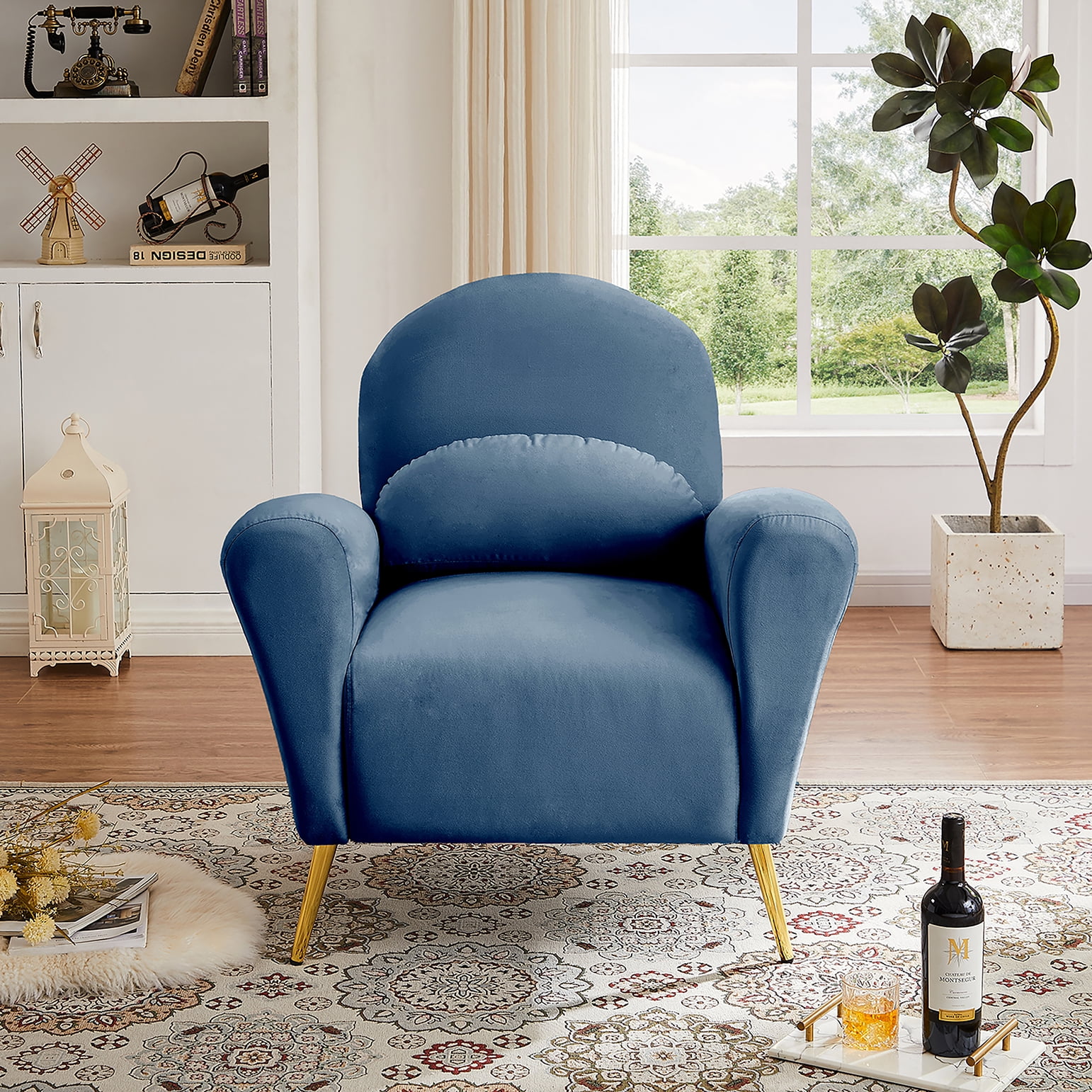 Jayseem Modern Wooden Leg Armless Living Room Chair